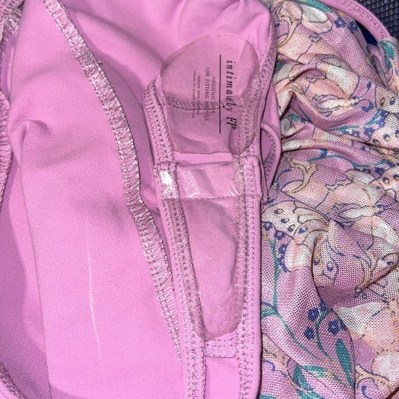 FREE People Pink Floral Butterfly Milkshake Mesh Lace Up Back Bodysuit sz Small - Picture 10 of 12